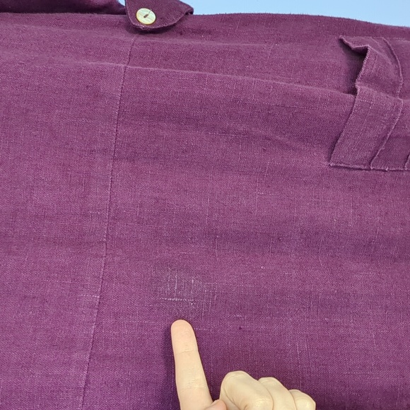 23" Pit-to-Pit MHM Melissa Harper 100% Linen Purple Dress HAS POCKETS - Picture 7 of 11